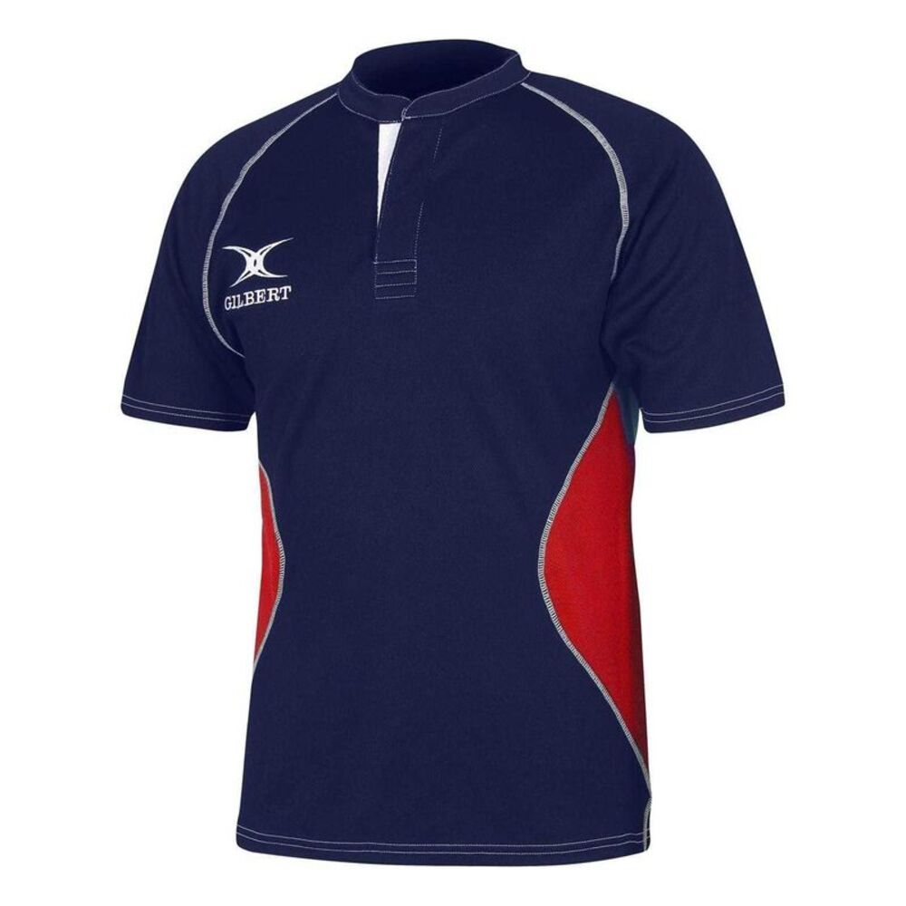Gilbert Mens Contrast Panel Regular  Rugby Shirt / Navy/Red